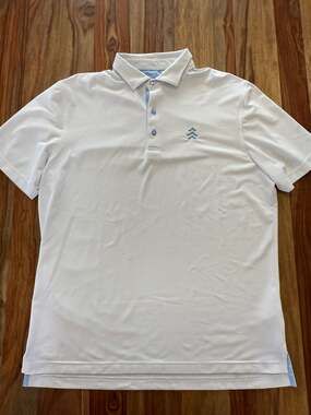 johnnie-O The Cliffs Logo Performance Polo Shirt White Size Large
